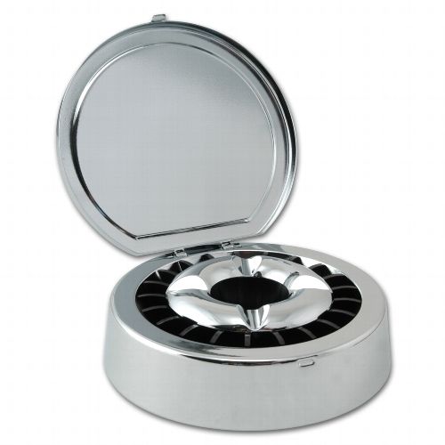 ASCHENBECHER MIT STERNEINSATZ SILBER GLÄNZEND MIT DECKEL