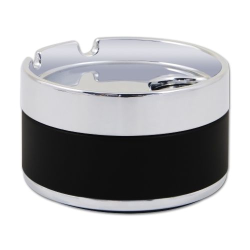 Erhard Drehaschenbecher Topsy aus Chrom Lack in schwarz silbermetallic / 82624