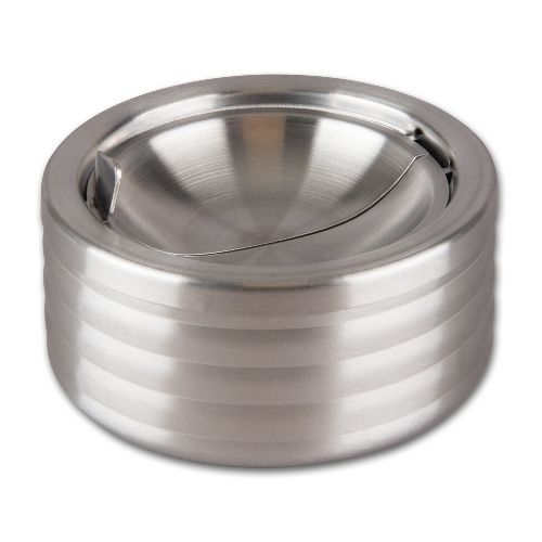 Kippaschenbecher aus Metall gebürstet in silber matt / 98902