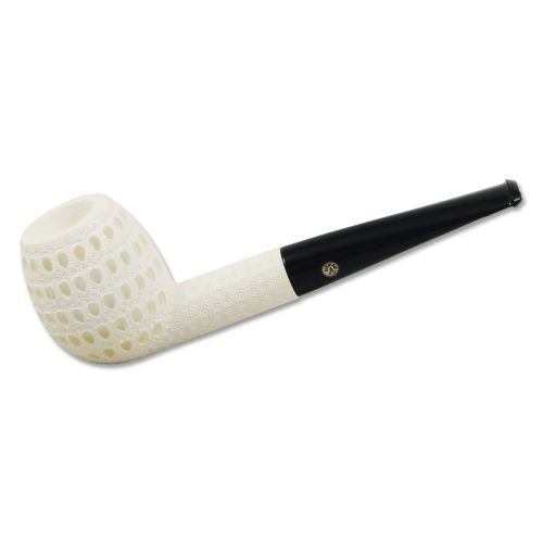 Meerschaumpfeife Altinay Apple groß in weiss schwarz mit Lochmuster / 83184