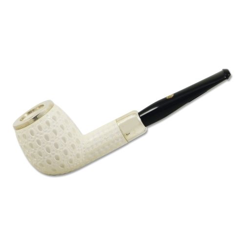 Meerschaumpfeife Altinay Army in weiss schwarz Sterlingsilber gemustert / 83193