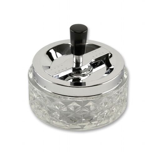 Schleuderaschenbecher aus Kristallglas Chrom klar silbermetallic / 60594