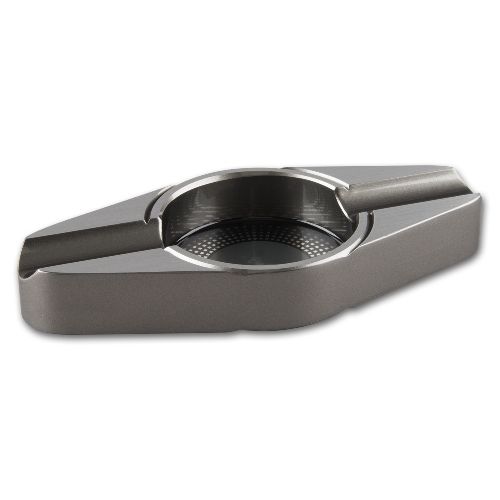 Zigarrenaschenbecher Angelo aus Metall gebürstet in silbergrau matt / 99116