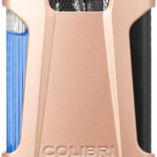 Colibri Rebel Double Jet Flame Butane Lighter, Windproof & Refillable, Cigar Enthusiast's Choice with Blue Fuel Window and Adjustable Flame (Matte Rose Gold + Black)