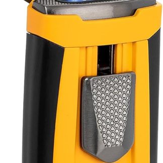 Xikar HP3 Triple Jet Flame Butane Torch Lighter, Yellow | Wind-Resistant, Refillable with EZ-View Fuel Window, Adjustable Flame & Easy Push Ignition