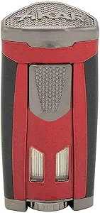 Xikar HP3 Inline Triple Flame Cigar Lighter, Attractive Gift Box, EZ-View Red Fuel Window, Honeycomb Texture, Daytona Red