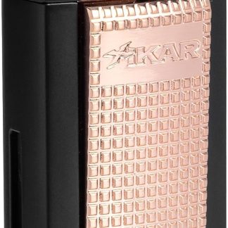 XIKAR® Ion Double-Jet Flame Cigar Lighter. with Textured Trigger Button and a Safety Mechanism. (Black/Rose Gold)