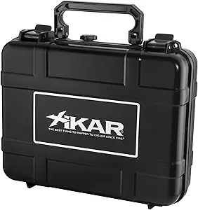 Xikar Travel Cigar Humidor Case with Airtight Seal | ABS Plastic Portable Humidor Box Cigar Travel Kit | Waterproof, Crush-Proof Cigar Holder with Humidifier Disc, Holds up to 20 Churchill Cigars