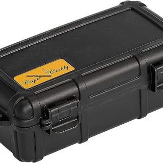 Cigar Caddy 3240 Matte Black Travel Cigar Humidor Case with Airtight Seal | Waterproof Cigar Holder with Humidifier Disc, Holds 10 Churchill Cigars