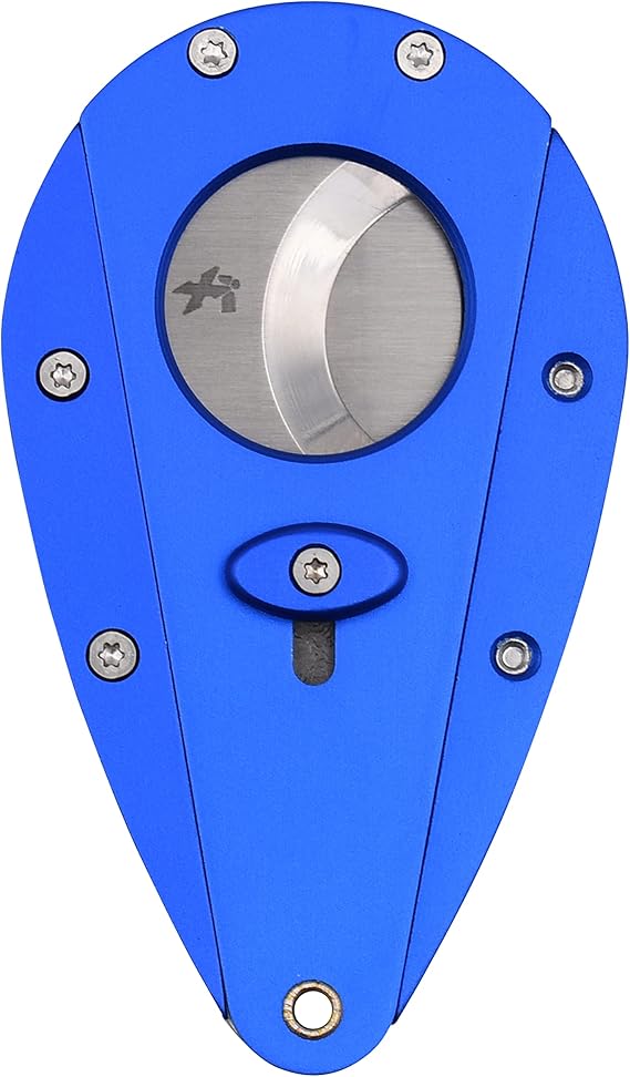 Xikar Xi1 Cigar Cutter, 440C Stainless Steel Blades with Rockwell HRC 57 Rating, 54 to 60 Ring Gauge, Double Guillotine Action, Blue