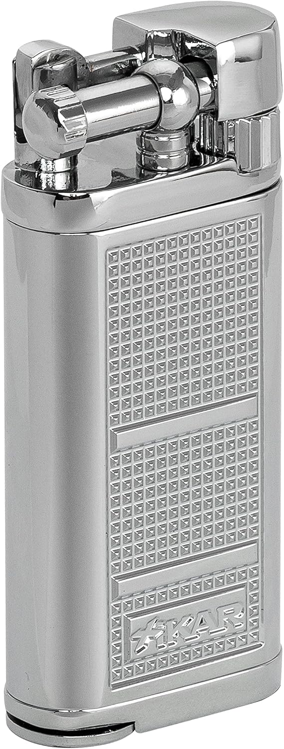 Xikar Pipeline Pipe Lighter, Replaceable Flint Ignition System, Hinged Ignition Cover, Refillable, Silver