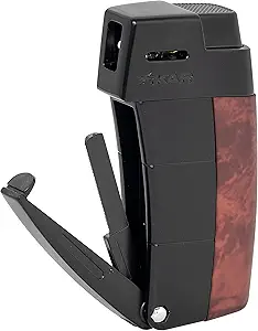 Xikar Resource II Angled Soft Flame Lighter Exotic Burl Wood Designed for The Refined Pipe Smoker Includes Built in Tamper Scraper Pipe Smoking Tobacco